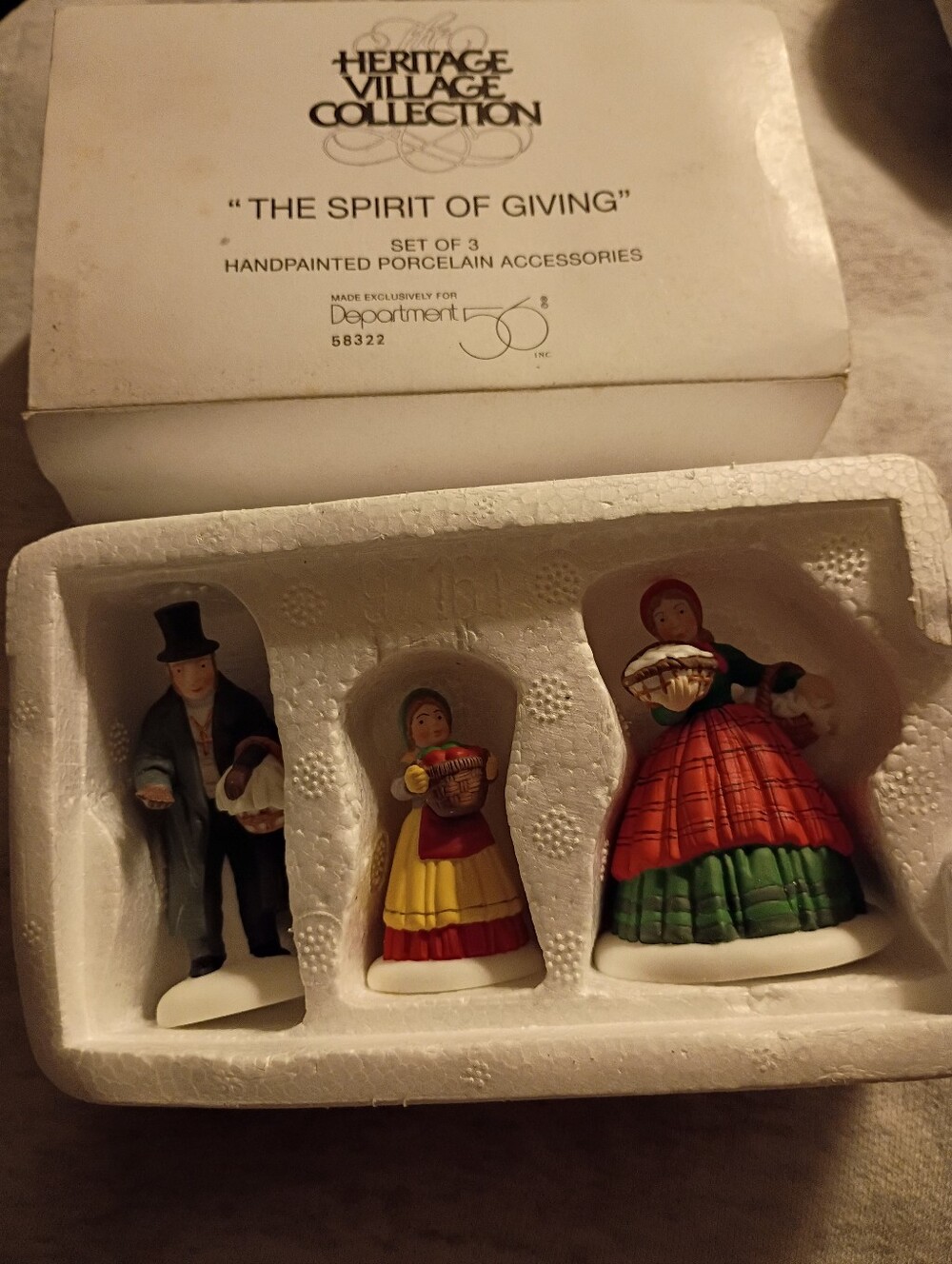 Department 56 The Spirit of Giving Village Figures 58322 Set of 3 Porcelain 1997